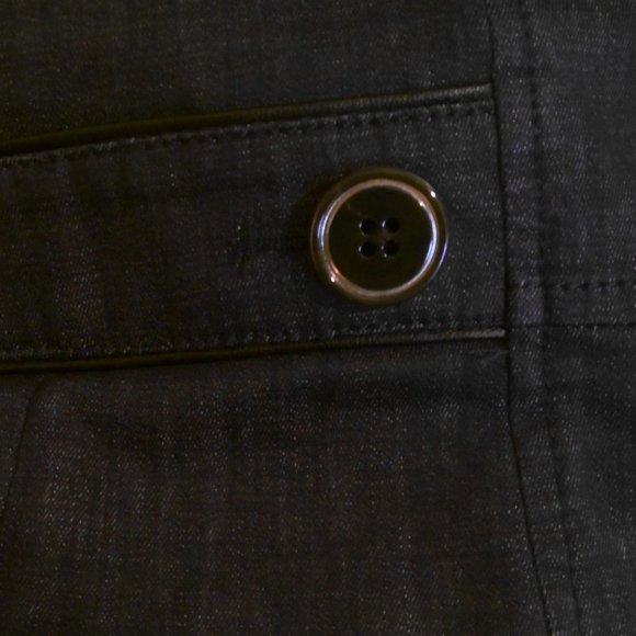 White House Black Market Blue Jean Jacket 6 Double Breasted Pockets 3/4 Sleeve - Picture 10 of 12